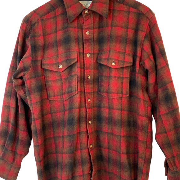 Pendleton Wool Red Plaid Over Shirt Mens Size M - Picture 2 of 6